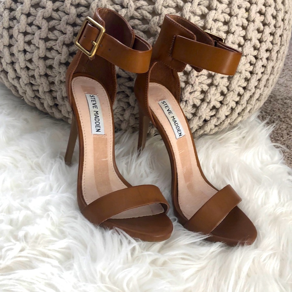 Steve Madden cognac leather heeled sandal